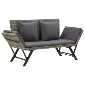 Szürke polyrattan kerti pad párnával 176 cm