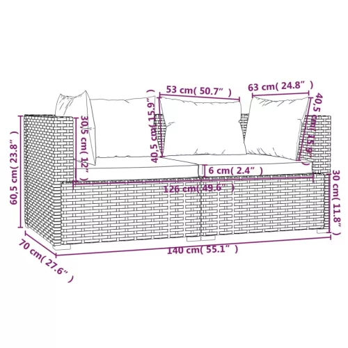 3 részes barna polyrattan kerti ülőgarnitúra párnákkal