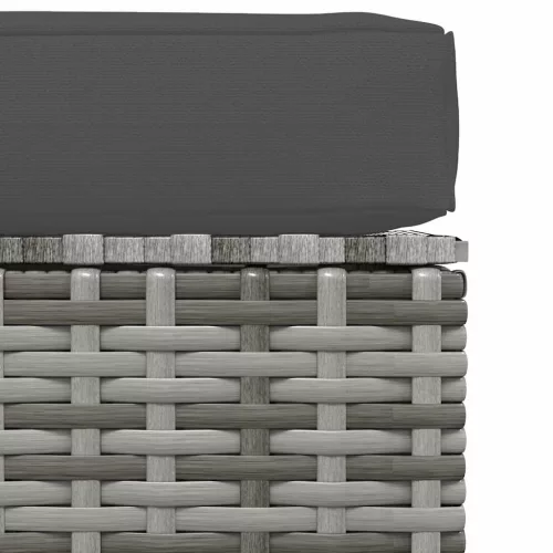 Szürke polyrattan kerti lábtartó párnával 70 x 70 x 30 cm