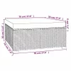 Fekete polyrattan kerti lábtartó párnával 70 x 70 x 30 cm