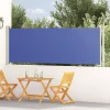 Kék behúzható oldalsó terasznapellenző 117 x 600 cm