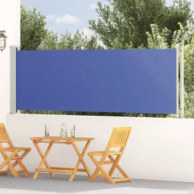 Kék behúzható oldalsó terasznapellenző 117 x 600 cm