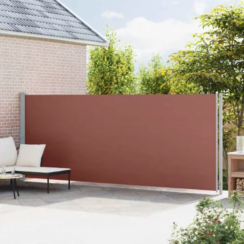 Barna behúzható oldalsó terasznapellenző 180 x 600 cm
