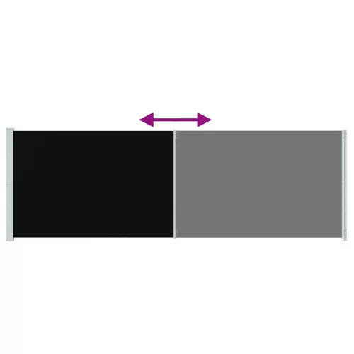 Fekete behúzható oldalsó terasznapellenző 200 x 600 cm