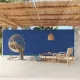 Kék behúzható oldalsó terasznapellenző 200 x 600 cm