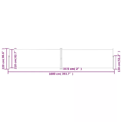 Antracitszürke behúzható oldalsó napellenző 220 x 1000 cm