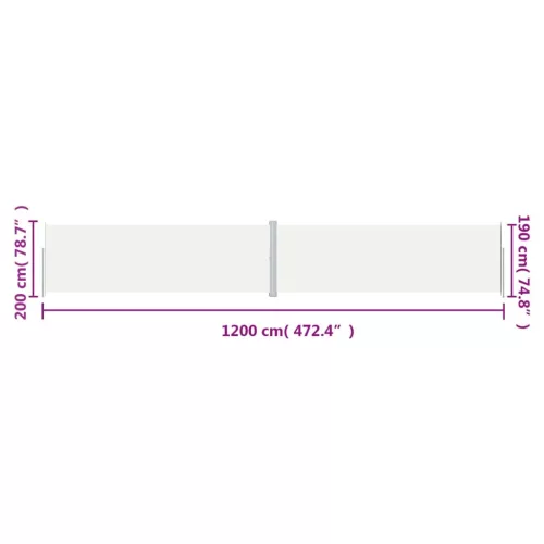 Krémszínű behúzható oldalsó napellenző 200 x 1200 cm