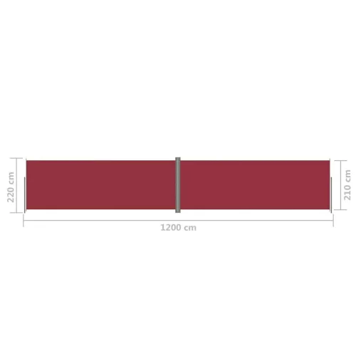 Piros behúzható oldalsó napellenző 220 x 1200 cm