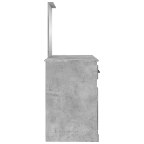 Betonszürke fésülködőasztal tükörrel 130 x 50 x 132,5 cm