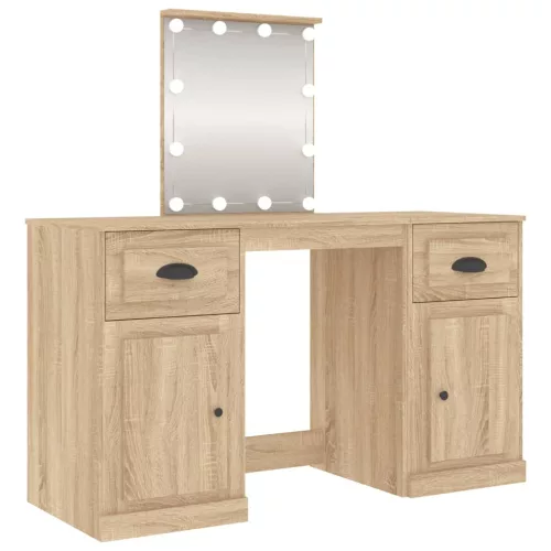 Sonoma tölgy színű fésülködőasztal LED-del 130 x 50 x 132,5 cm
