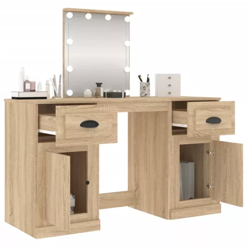 Sonoma tölgy színű fésülködőasztal LED-del 130 x 50 x 132,5 cm