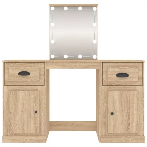 Sonoma tölgy színű fésülködőasztal LED-del 130 x 50 x 132,5 cm