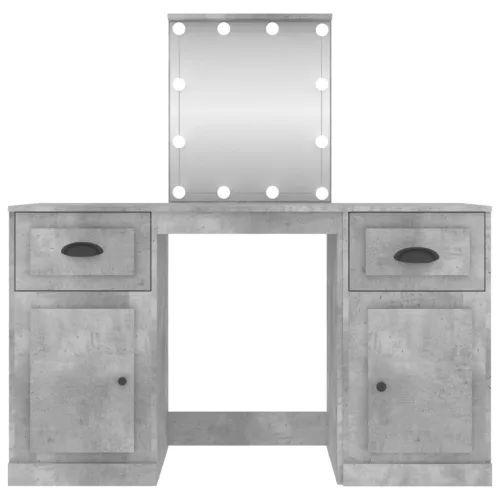 Betonszürke fésülködőasztal LED-del 130 x 50 x 132,5 cm