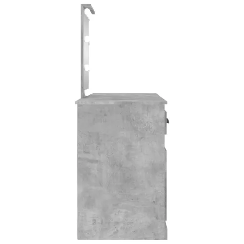 Betonszürke fésülködőasztal LED-del 130 x 50 x 132,5 cm