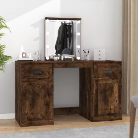   Füstös tölgy színű fésülködőasztal LED-del 130 x 50 x 132,5 cm
