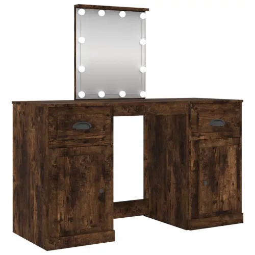 Füstös tölgy színű fésülködőasztal LED-del 130 x 50 x 132,5 cm