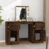 Füstös tölgy színű fésülködőasztal LED-del 130 x 50 x 132,5 cm