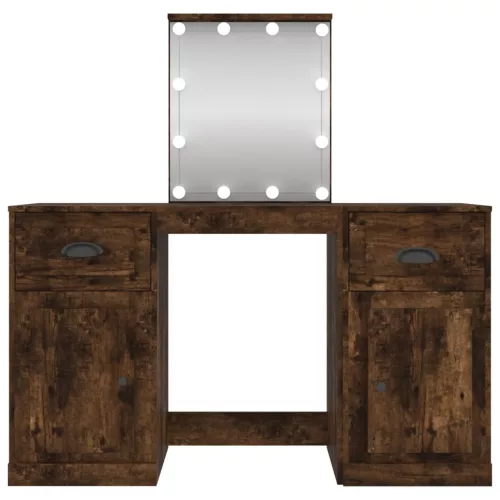 Füstös tölgy színű fésülködőasztal LED-del 130 x 50 x 132,5 cm