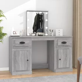  Szürke sonoma színű fésülködőasztal LED-del 130x50x132,5 cm