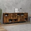 3 db füstös tölgy színű szerelt fa tálalószekrény 60x35x70 cm