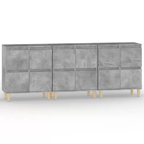 3 db betonszürke szerelt fa tálalószekrény 60 x 35 x 70 cm