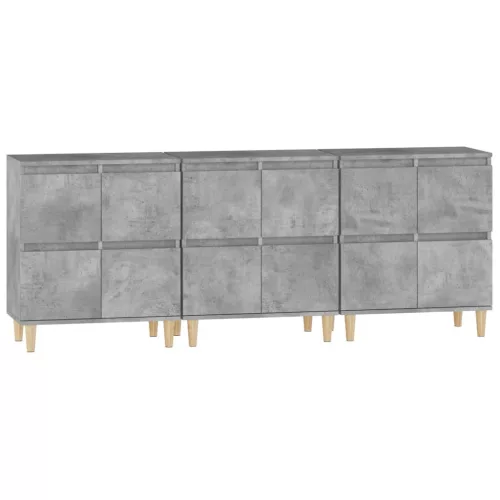 3 db betonszürke szerelt fa tálalószekrény 60 x 35 x 70 cm