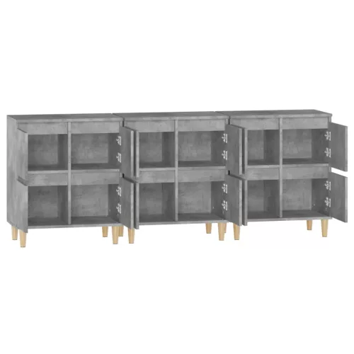 3 db betonszürke szerelt fa tálalószekrény 60 x 35 x 70 cm