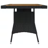 Fekete polyrattan és tömör akácfa kerti asztal 130 x 70 x 72 cm