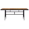 Fekete polyrattan és tömör akácfa kerti asztal 160 x 70 x 72 cm