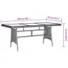 Fekete polyrattan és tömör akácfa kerti asztal 160 x 70 x 72 cm