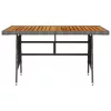 Szürke polyrattan és tömör akácfa kerti asztal 130 x 70 x 72 cm