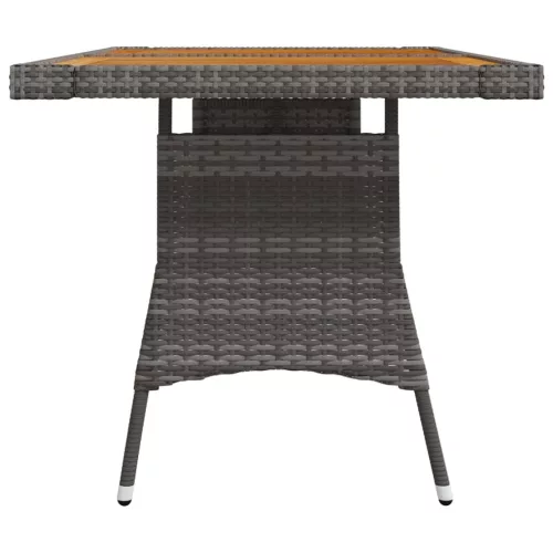 Szürke polyrattan és tömör akácfa kerti asztal 130 x 70 x 72 cm