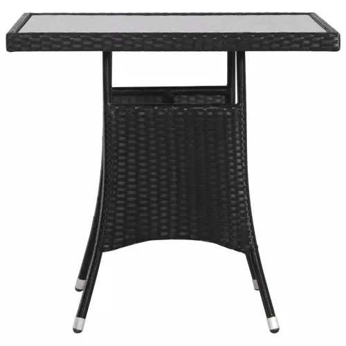 Fekete polyrattan kerti asztal 80 x 80 x 74 cm