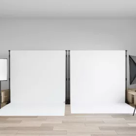 2 db fekete acél háttérállvány 305 x 243 cm