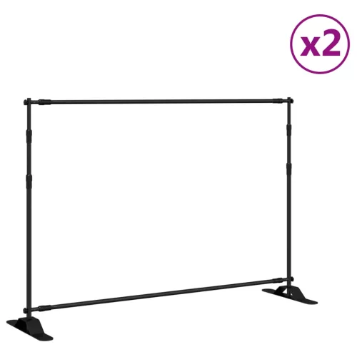 2 db fekete acél háttérállvány 305 x 243 cm