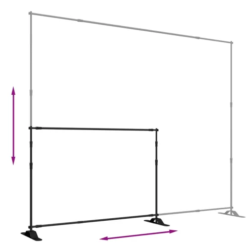 2 db fekete acél háttérállvány 305 x 243 cm