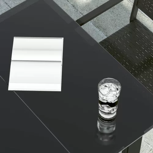 Fekete acél és üveg kerti étkezőasztal 80 x 80 x 74 cm