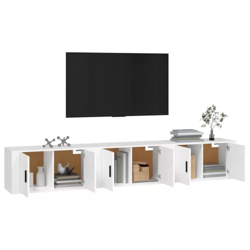 3 db fehér falra szerelhető TV-szekrény 80 x 34,5 x 40 cm