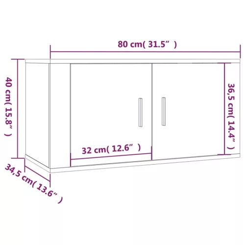 3 db fehér falra szerelhető TV-szekrény 80 x 34,5 x 40 cm