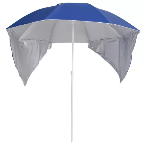 Kék strandnapernyő oldalfalakkal 215 cm