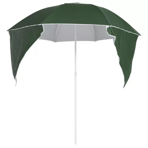 Zöld strandnapernyő oldalfalakkal 215 cm