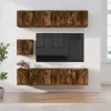 7 részes füstös tölgy színű szerelt fa TV-szekrényszett