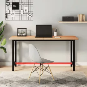 Tömör bükkfa és fém munkaasztallap 150x55x81,5 cm