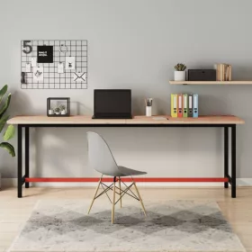 Tömör bükkfa és fém munkaasztallap 220x55x81,5 cm