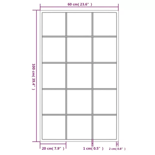 4 db fekete fém fali tükör 100x60 cm