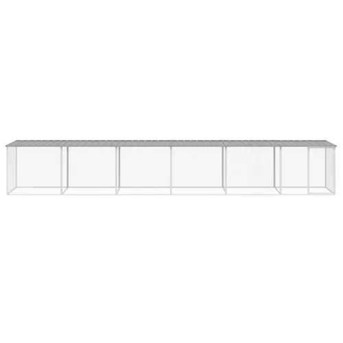 Világosszürke horganyzott acél tyúkketrec tetővel 603x98x90 cm