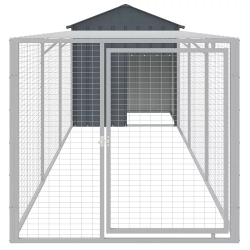 Antracit horganyzott acél tyúkketrec kifutóval 117x405x123 cm