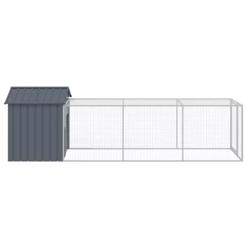 Antracit horganyzott acél tyúkketrec kifutóval 117x405x123 cm