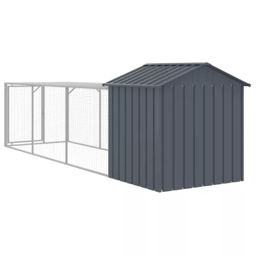 Antracit horganyzott acél tyúkketrec kifutóval 117x405x123 cm