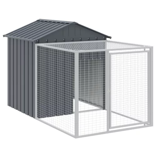 Antracit horganyzott acél tyúkketrec kifutóval 117x405x123 cm